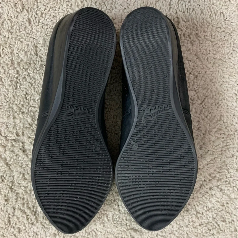 Dansko Black Leather Wedge Slip-On Pumps